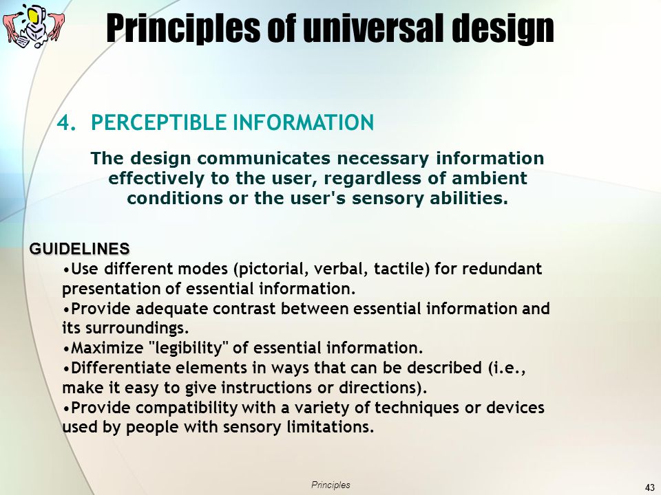 Principles of universal design