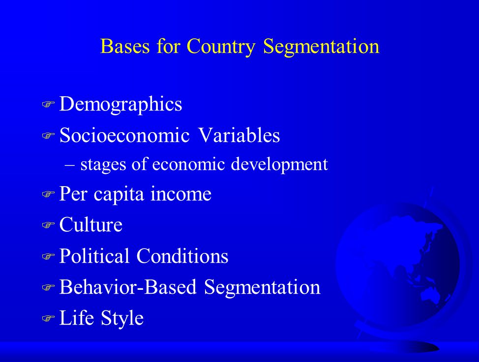 Bases for Country Segmentation