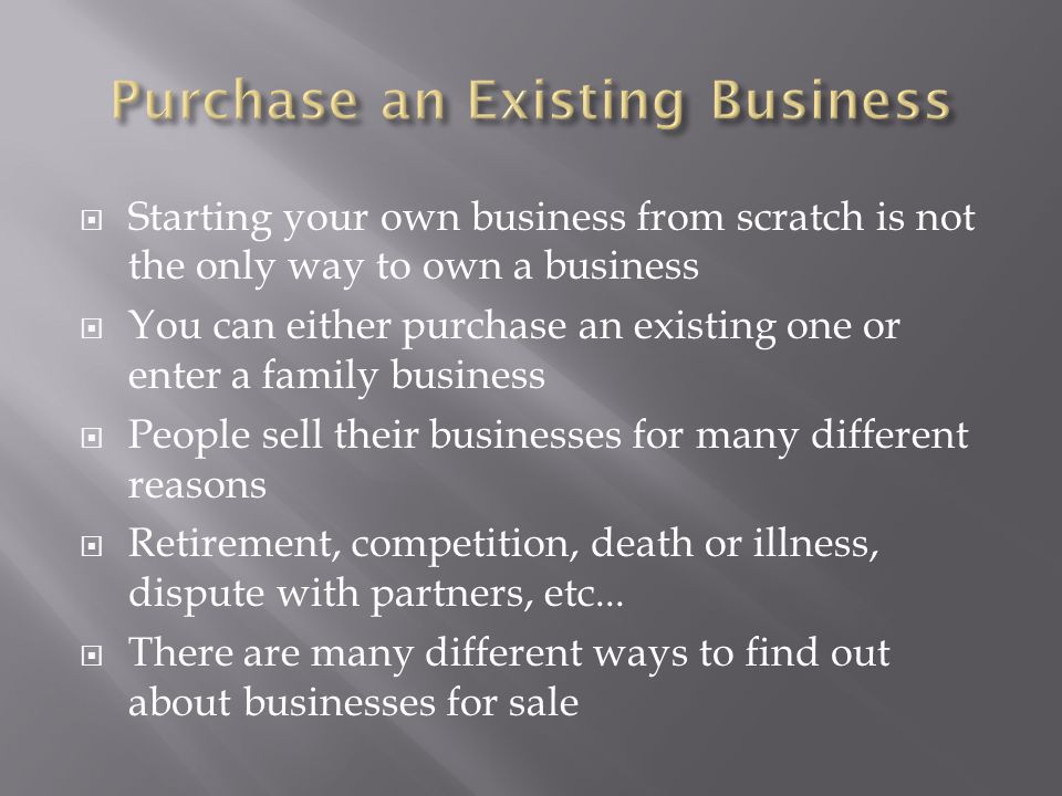 Purchase an Existing Business