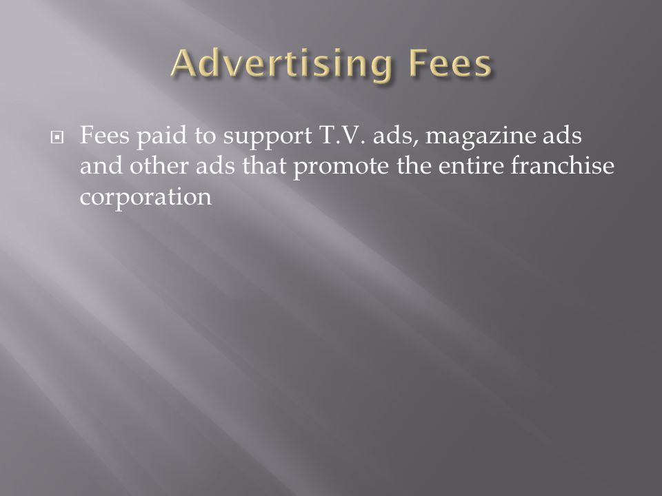 Advertising Fees Fees paid to support T.V.