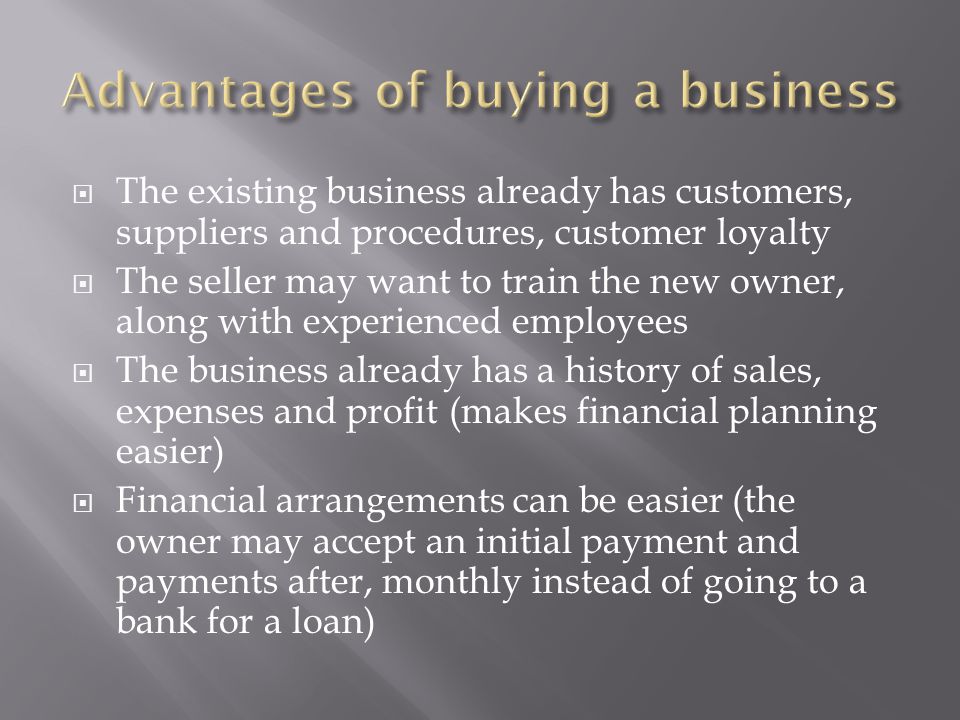 Advantages of buying a business