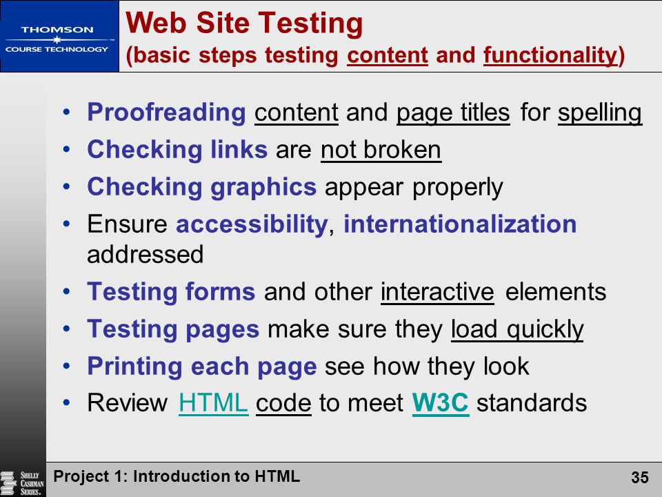 Web Site Testing (basic steps testing content and functionality)