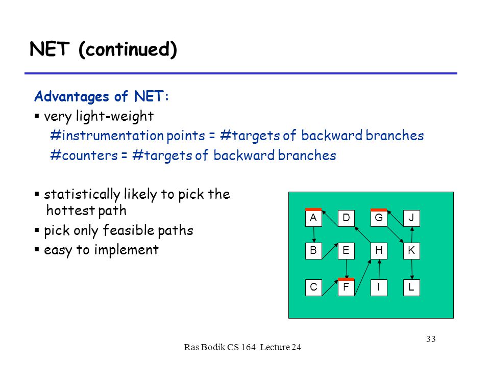 NET (continued) Advantages of NET: very light-weight