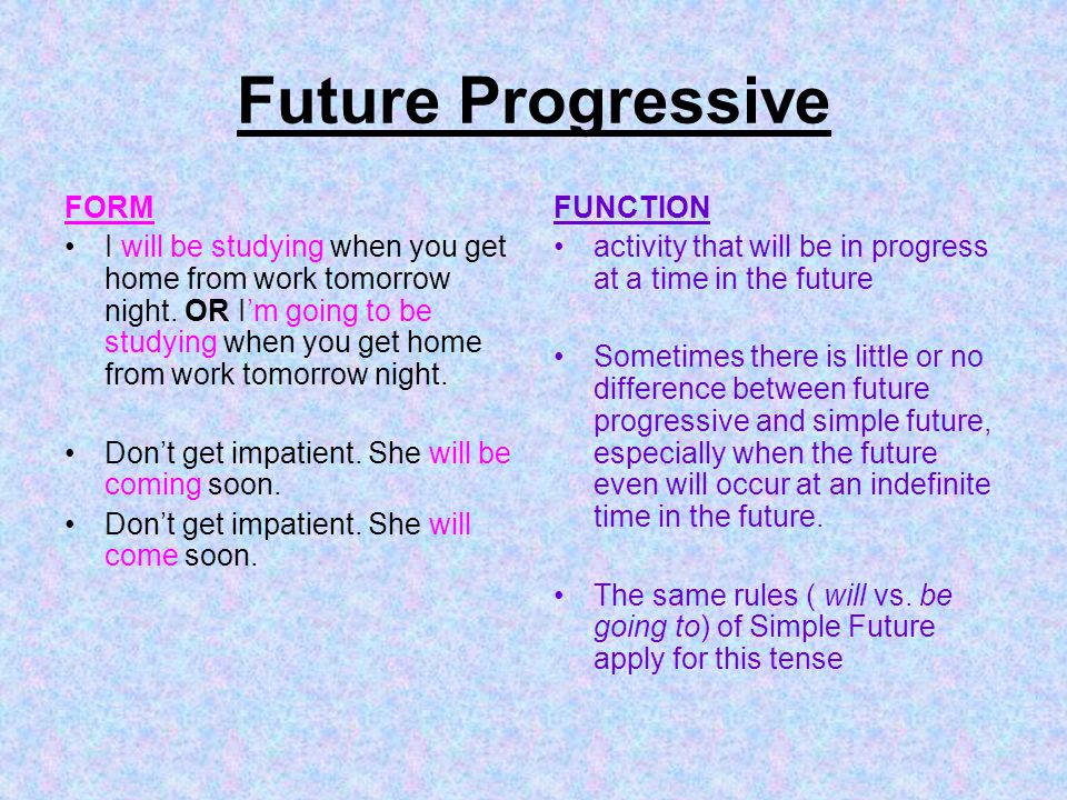 Future Progressive FORM