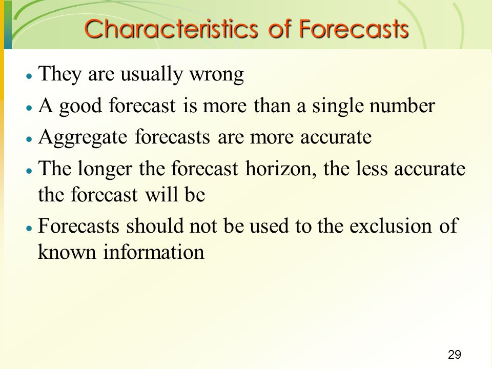 Characteristics of Forecasts