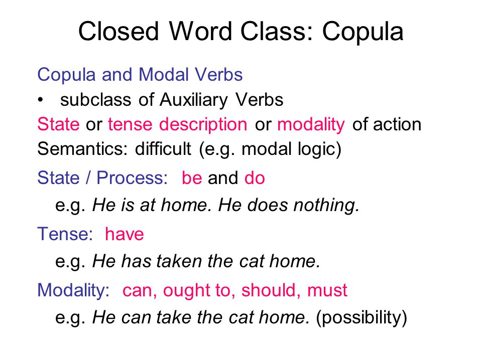 Closed Word Class: Copula