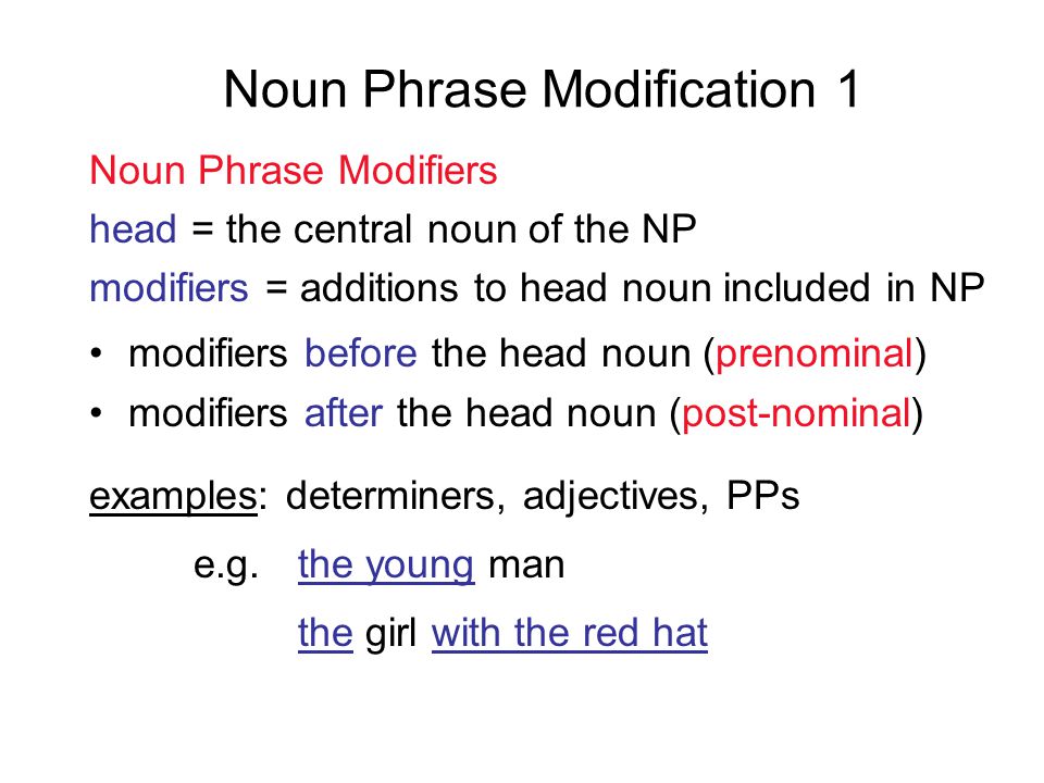 Noun Phrase Modification 1