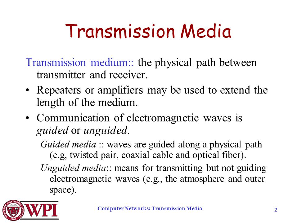 Computer Networks: Transmission Media - ppt video online download