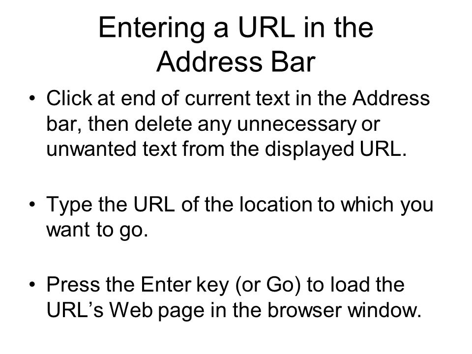Entering a URL in the Address Bar