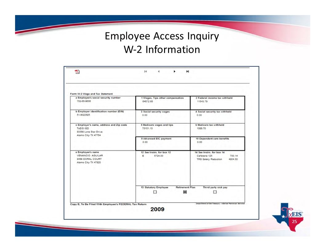 Employee Access Inquiry W‐2 Information