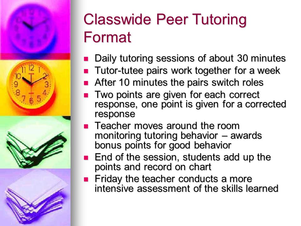 Classwide Peer Tutoring Format