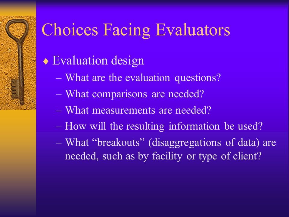 Choices Facing Evaluators