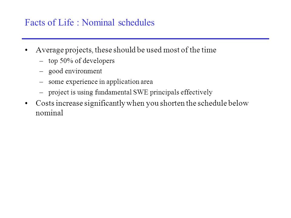 Facts of Life : Nominal schedules