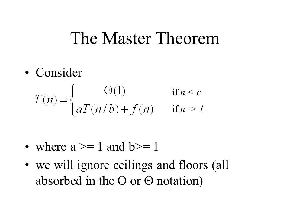 Lecture 5 Master Theorem And Linear Time Sorting Ppt Video Online Download