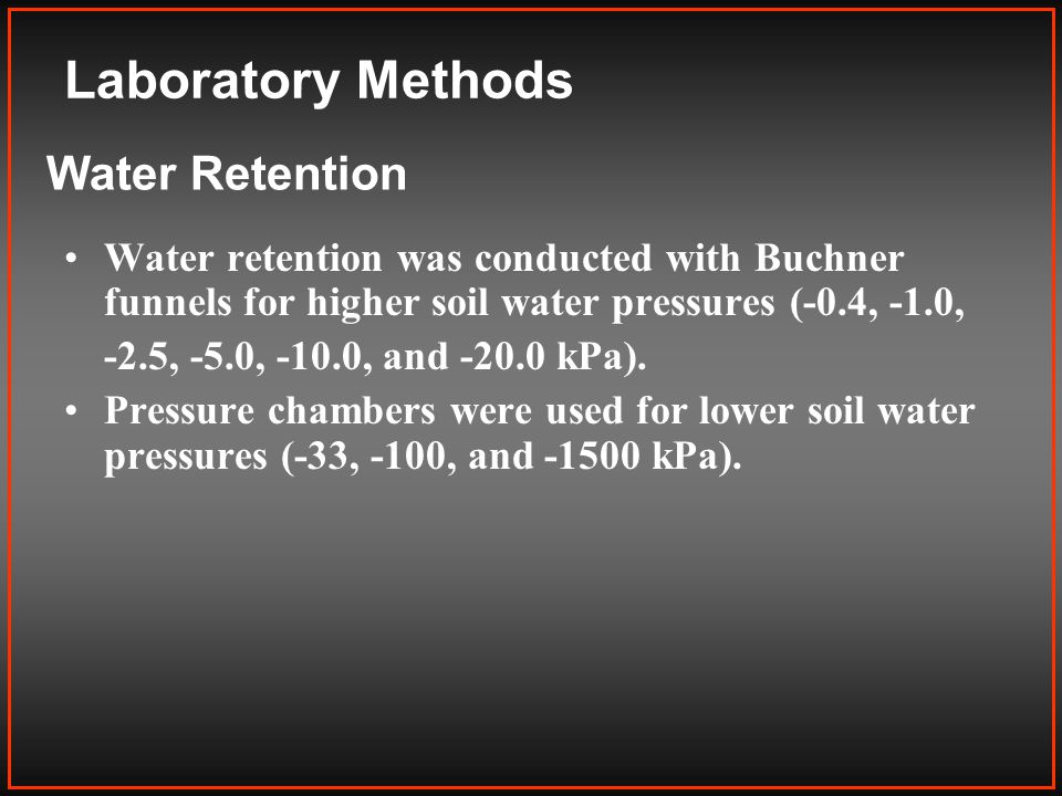 Laboratory Methods Water Retention