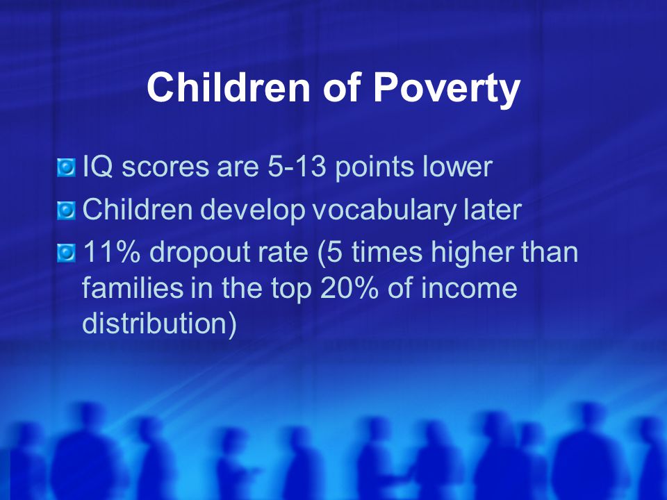 Children of Poverty IQ scores are 5-13 points lower