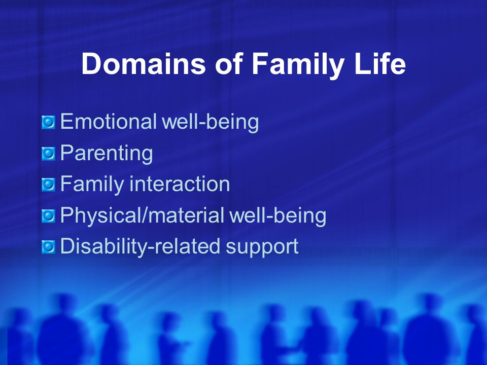 Domains of Family Life Emotional well-being Parenting