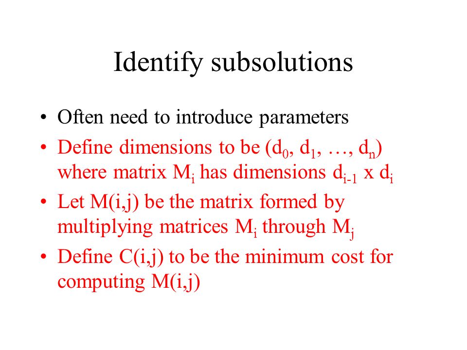 Identify subsolutions