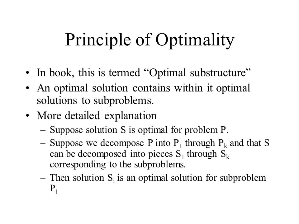 Principle of Optimality