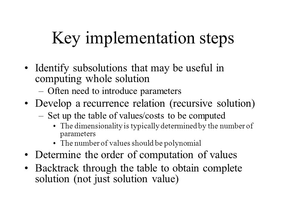 Key implementation steps