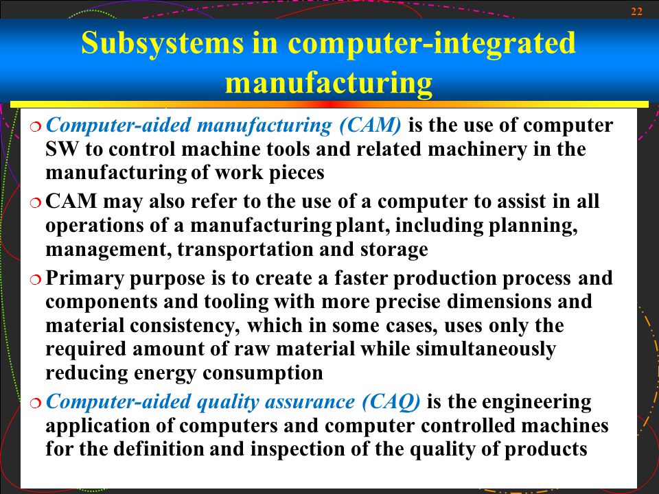 Lecture 6. Computer Integrated Manufacturing Systems - ppt video online  download