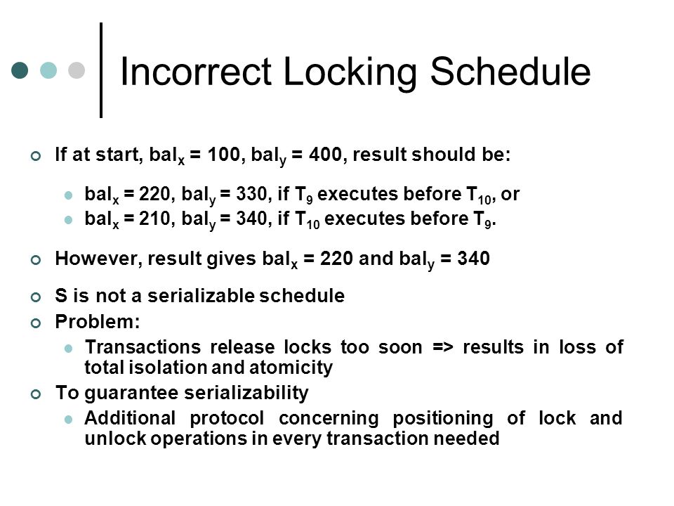 Incorrect Locking Schedule