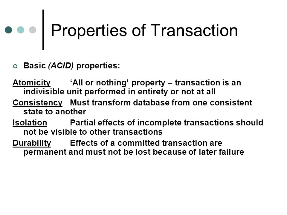 Properties of Transaction