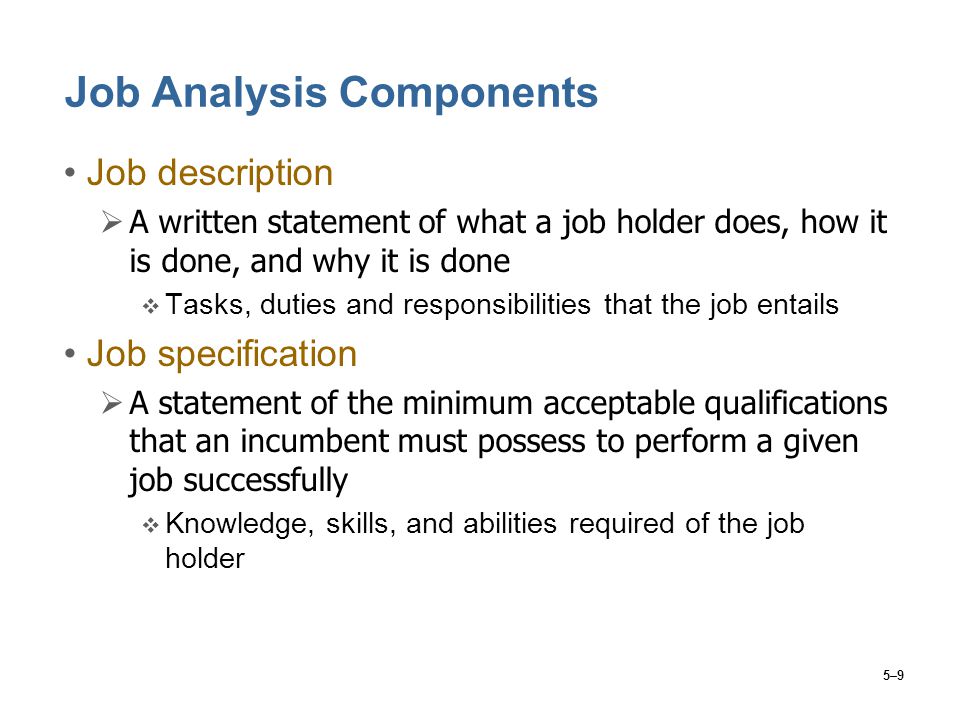 Job Analysis Components