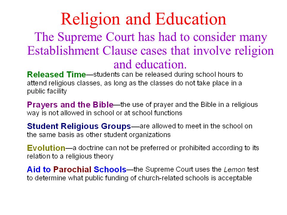 The Establishment Clause The Free Exercise Clause Ppt Download