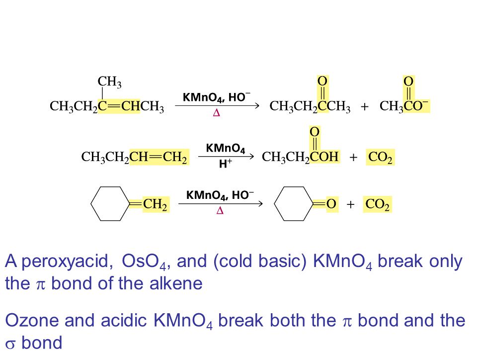 A peroxyacid, OsO4, and (cold basic) KMnO4 break only.