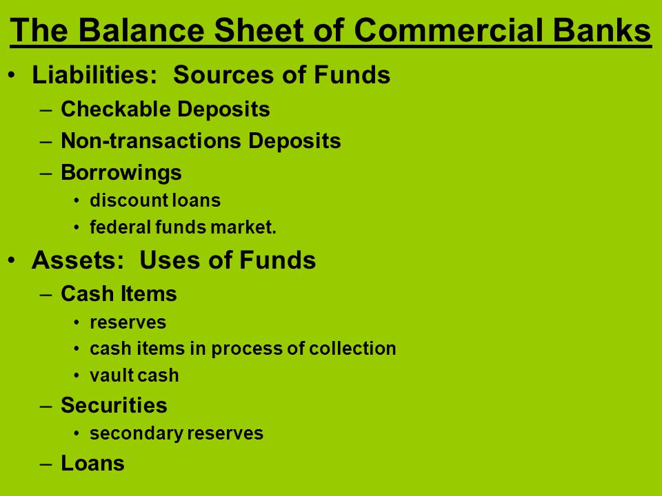 The Balance Sheet of Commercial Banks