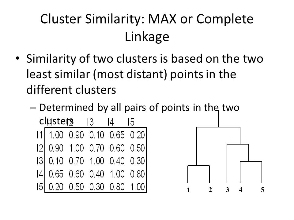 Cluster Similarity: MAX or Complete Linkage