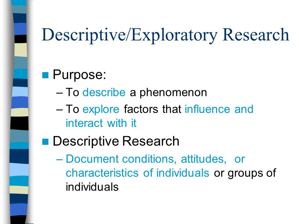 Descriptive/Exploratory Research