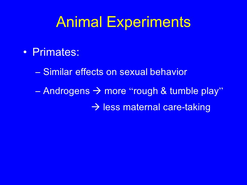 Animal Experiments Primates: Similar effects on sexual behavior