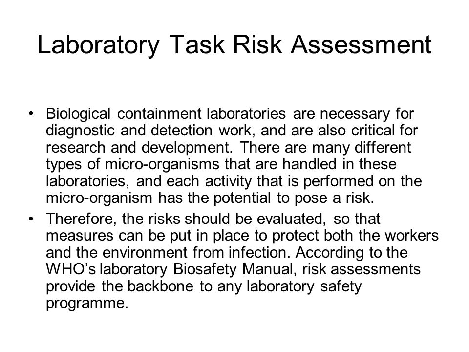 Laboratory Task Risk Assessment