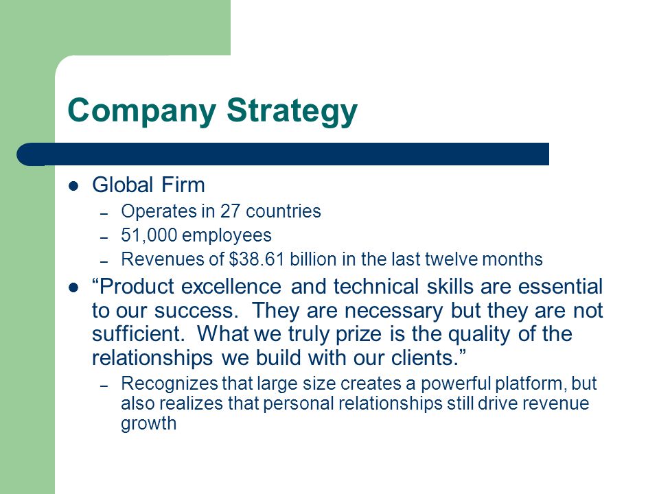 Company Strategy Global Firm