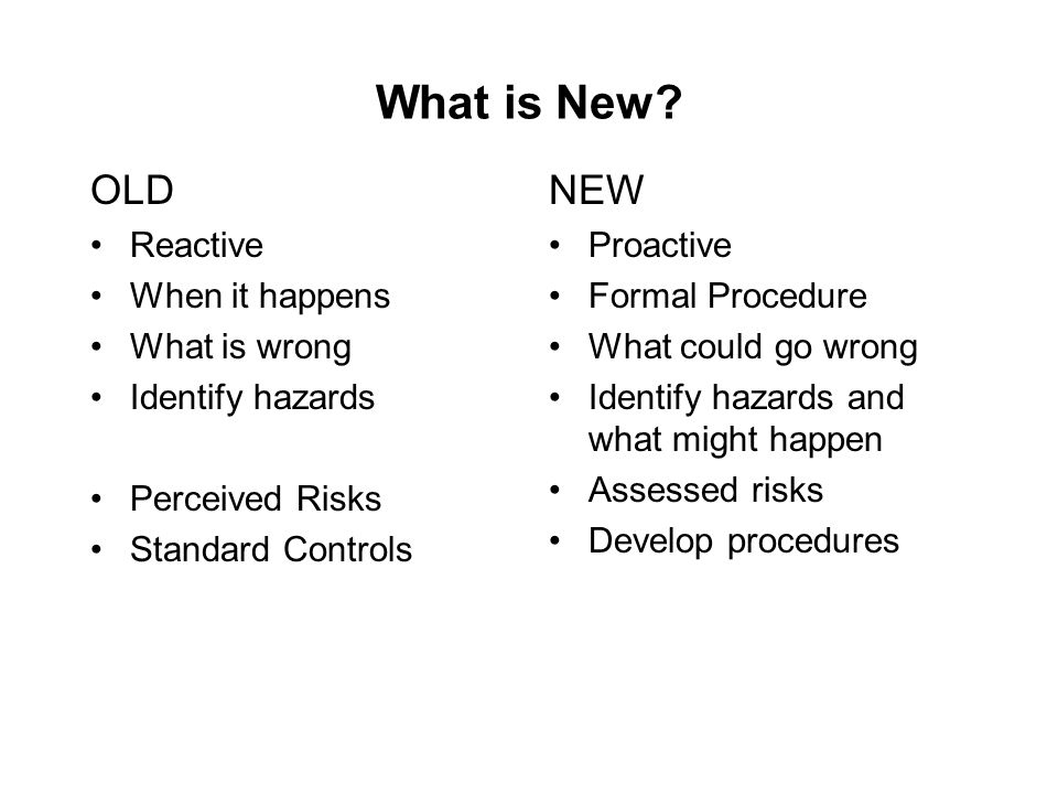 What is New OLD NEW Reactive When it happens What is wrong