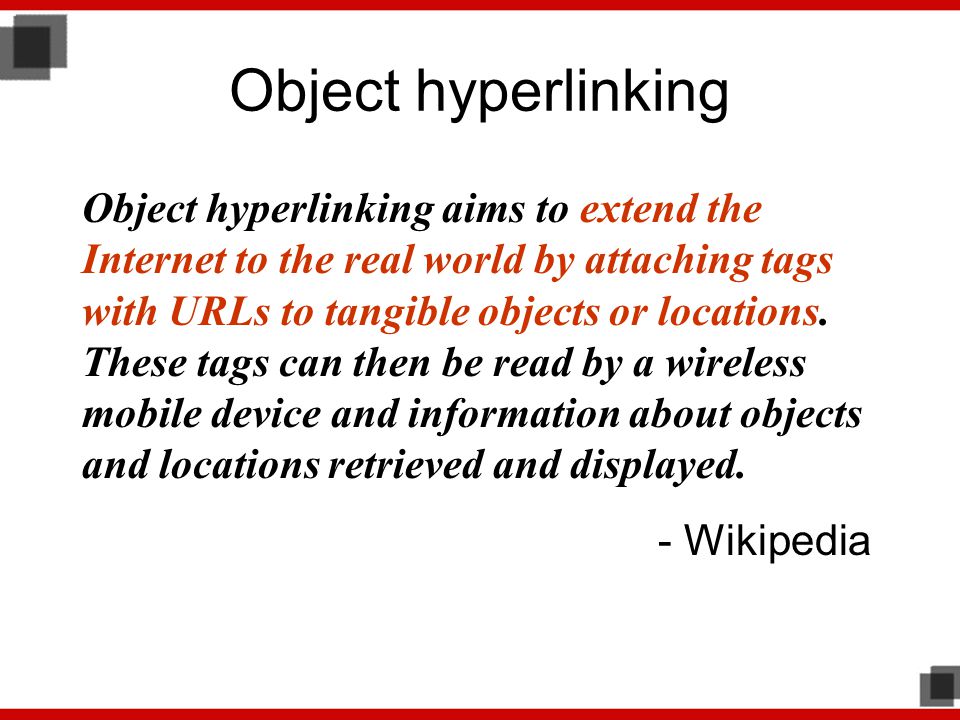 Object hyperlinking