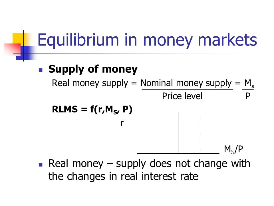 Equilibrium in money markets
