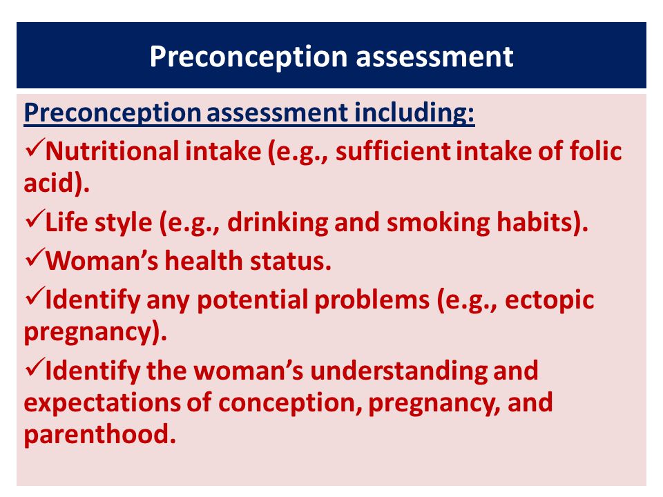 Preconception assessment