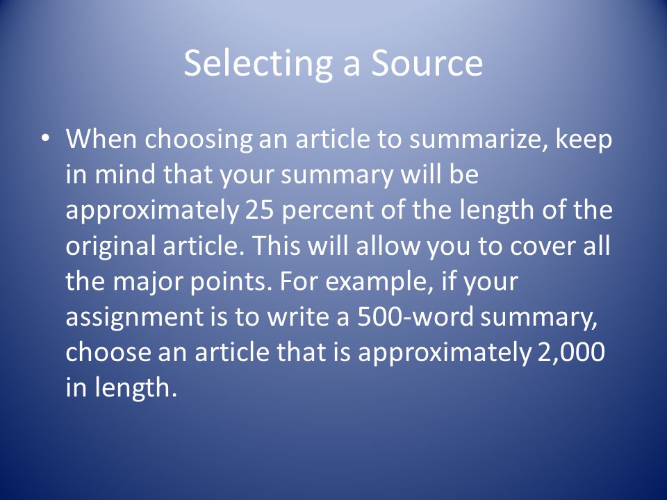 Selecting a Source