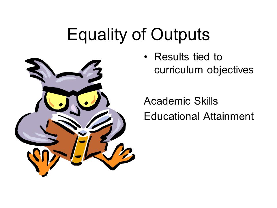 Equality of Outputs Results tied to curriculum objectives