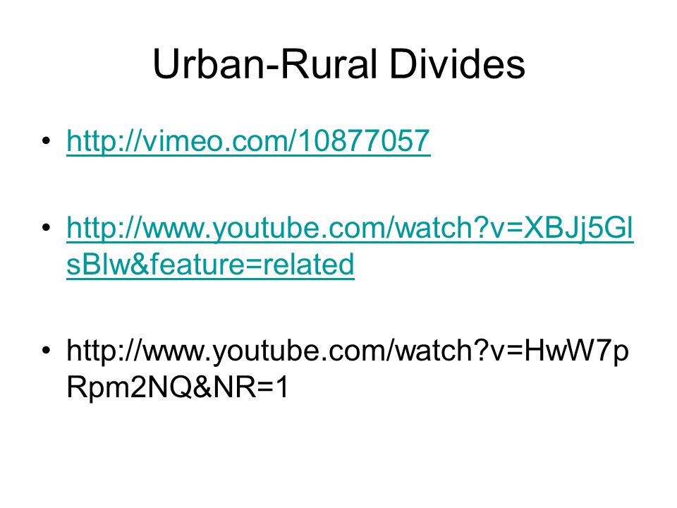 Urban-Rural Divides
