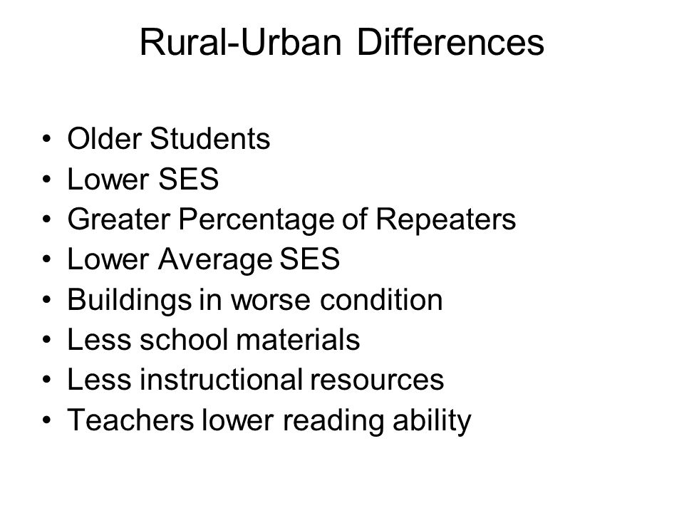 Rural-Urban Differences