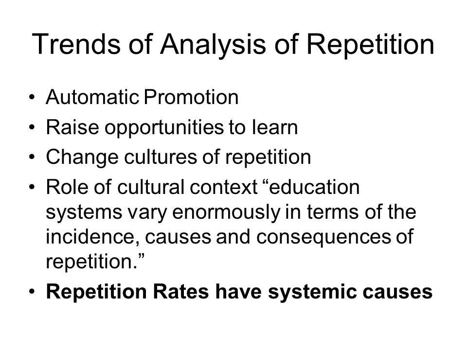 Trends of Analysis of Repetition