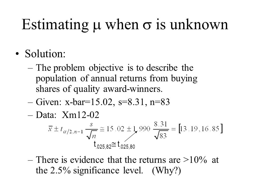 Estimating m when s is unknown