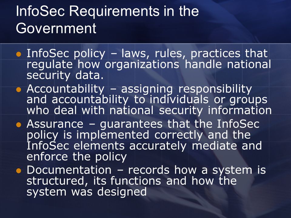 InfoSec Requirements in the Government