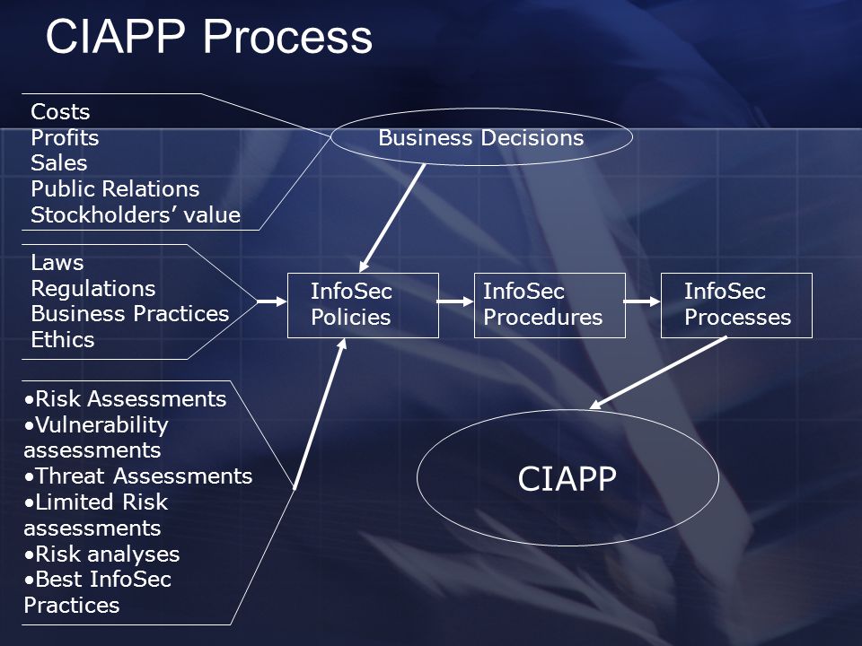 CIAPP Process CIAPP Costs Profits Sales Public Relations