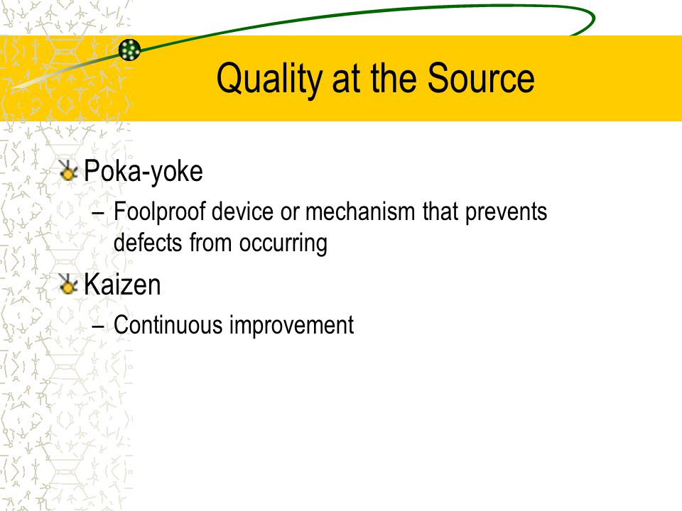 Quality at the Source Poka-yoke Kaizen