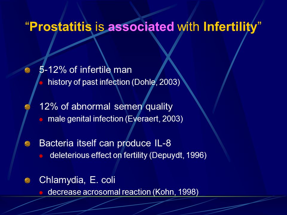 prostatitis and male infertility fájdalom a csípő prosztataban